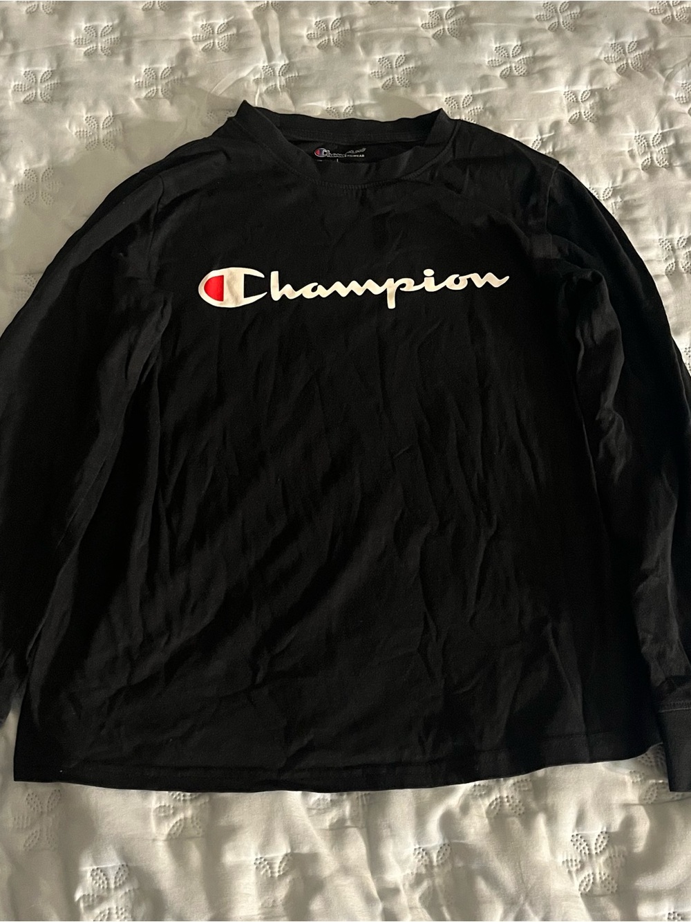 Champion Black Long-Sleeve Logo Shirt Kid (L)